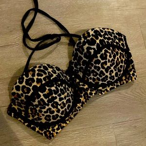Xhilaration Leopard Print Cheetah Push Up Bikini Top halter or strapless XL D
